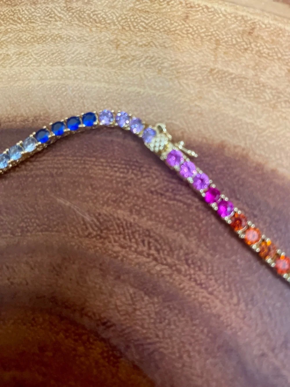 Multicolor Rainbow CZ Tennis Necklace Gold Over Rhodium NWOT - Picture 9 of 10